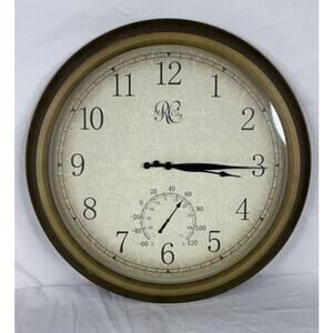 River City 24" Wall Clock No.6 Indoor Outdoor Temp Hygrometer Vintage Style
